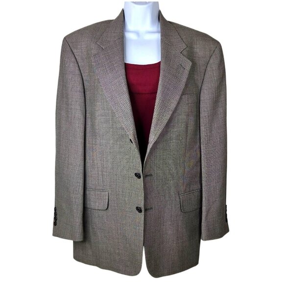 Oscar de la Renta Gray Single Breasted 3 Button Sport Coat Blazer Jacket Men 40R - Picture 2 of 9